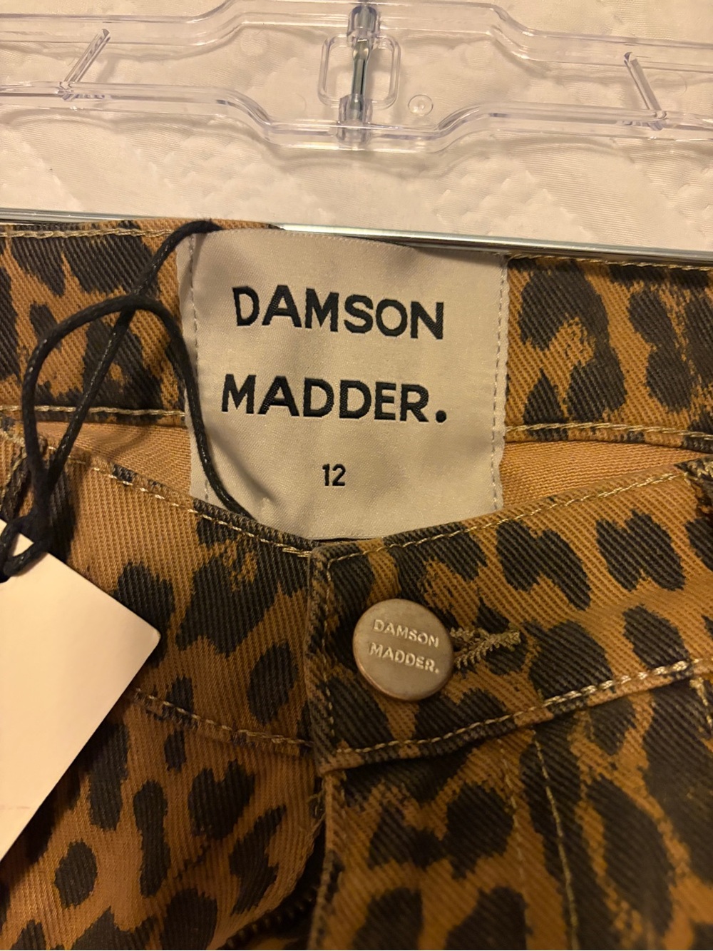 Damson Madder | Leopard Print Wide-Leg Cargo Jeans in Brown/Black NWT - Picture 6 of 9
